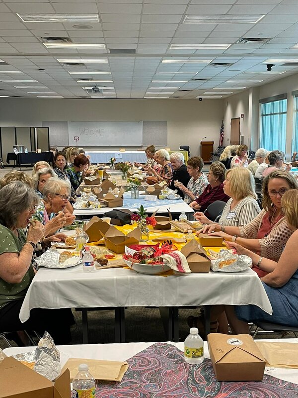 Members enjoying the box lunches.  