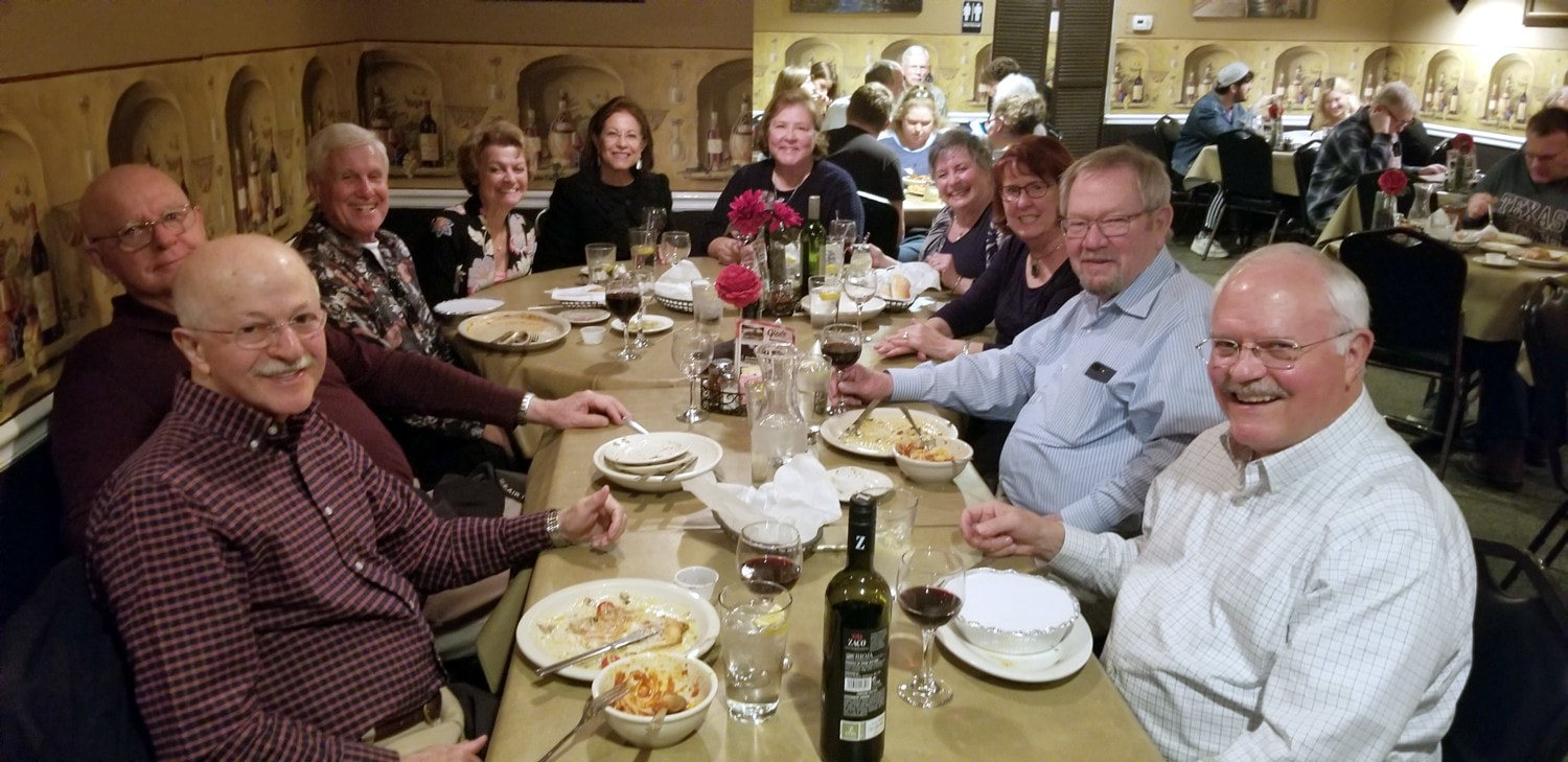 March Dinner group celebrating at Gino's Italian Restaurant.