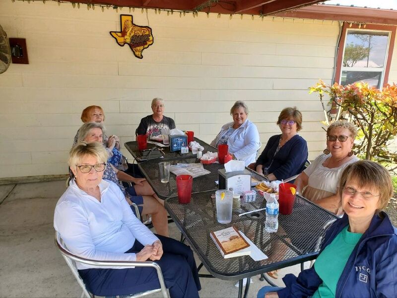 The Mystery Book Club met in April at Dale's Essenhaus in Walburg.  